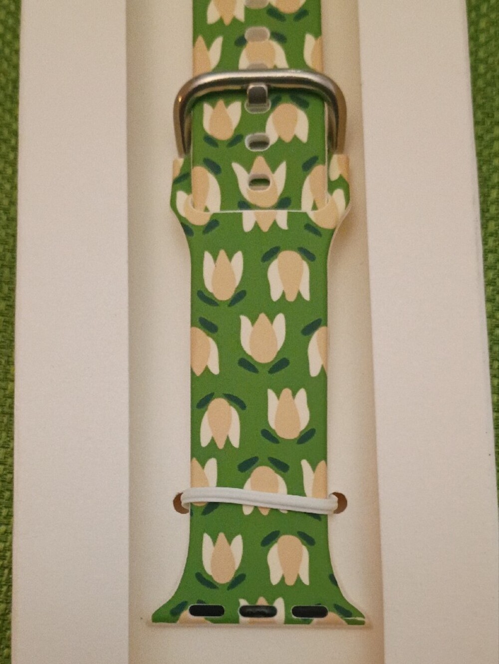 Vera Bradley Tulip Rows Green and Cream Floral Apple Watch Band - Picture 3 of 3